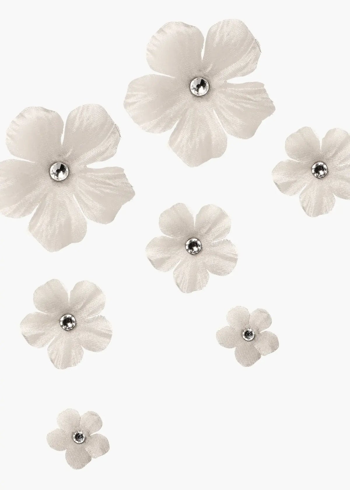 Anemone Hair Magnets in Crystal Cream, Set of 8