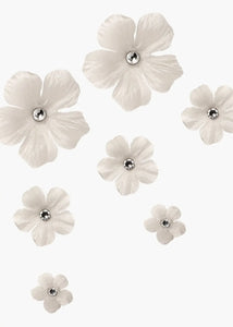 Anemone Hair Magnets in Crystal Cream, Set of 8