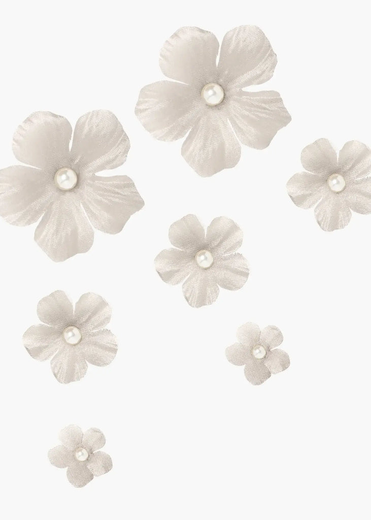 Anemone Hair Magnets  in Pearl Cream, Set of 8