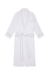 Linen Robe in Piped in Basil