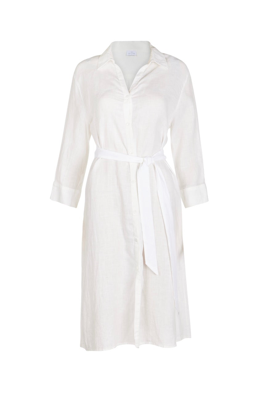 Linen Button Front Dress in Cream