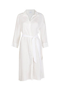 Linen Button Front Dress in Cream