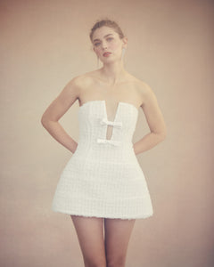 Vivienne Dress in White Smocked Tulle