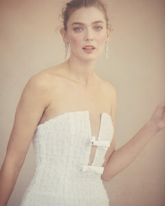 Vivienne Dress in White Smocked Tulle