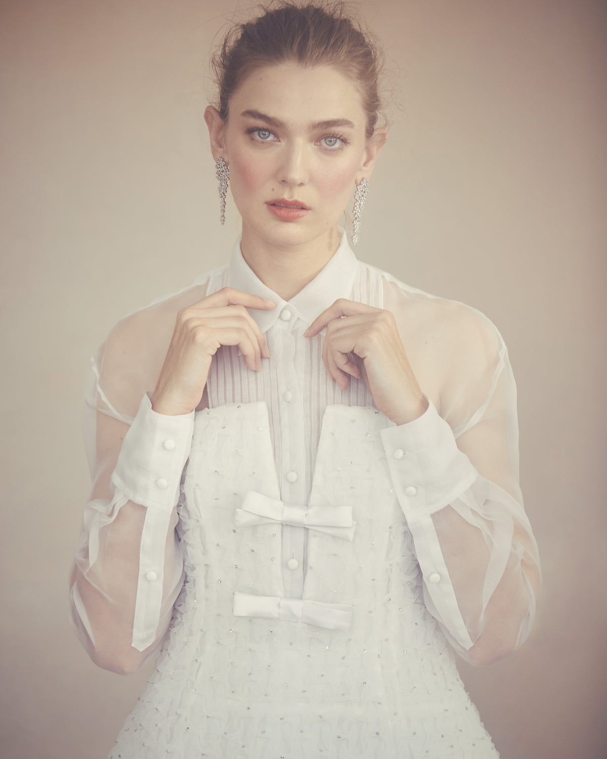 Vivienne Dress in White Smocked Tulle