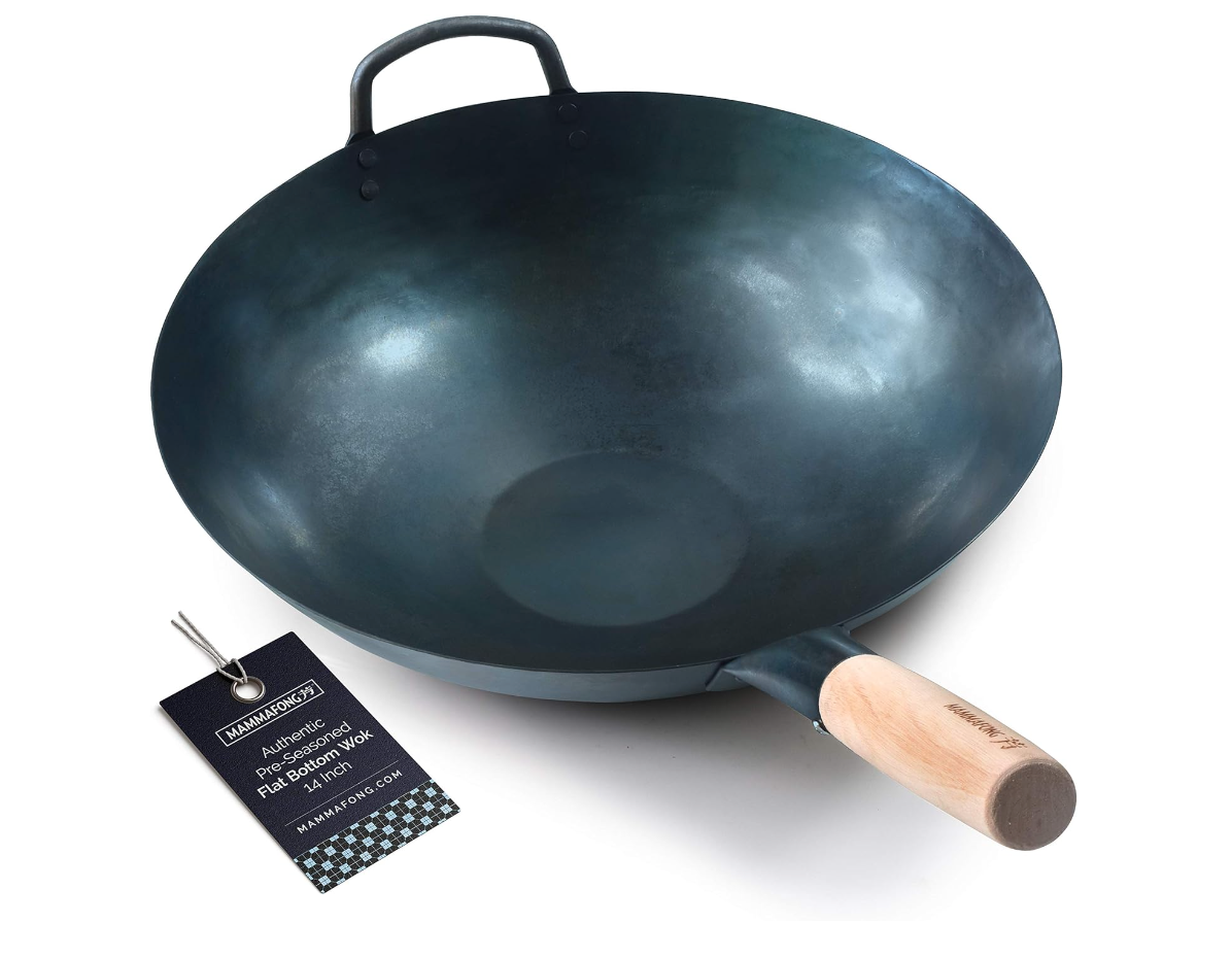 Blue Carbon Steel Flat Bottom Wok