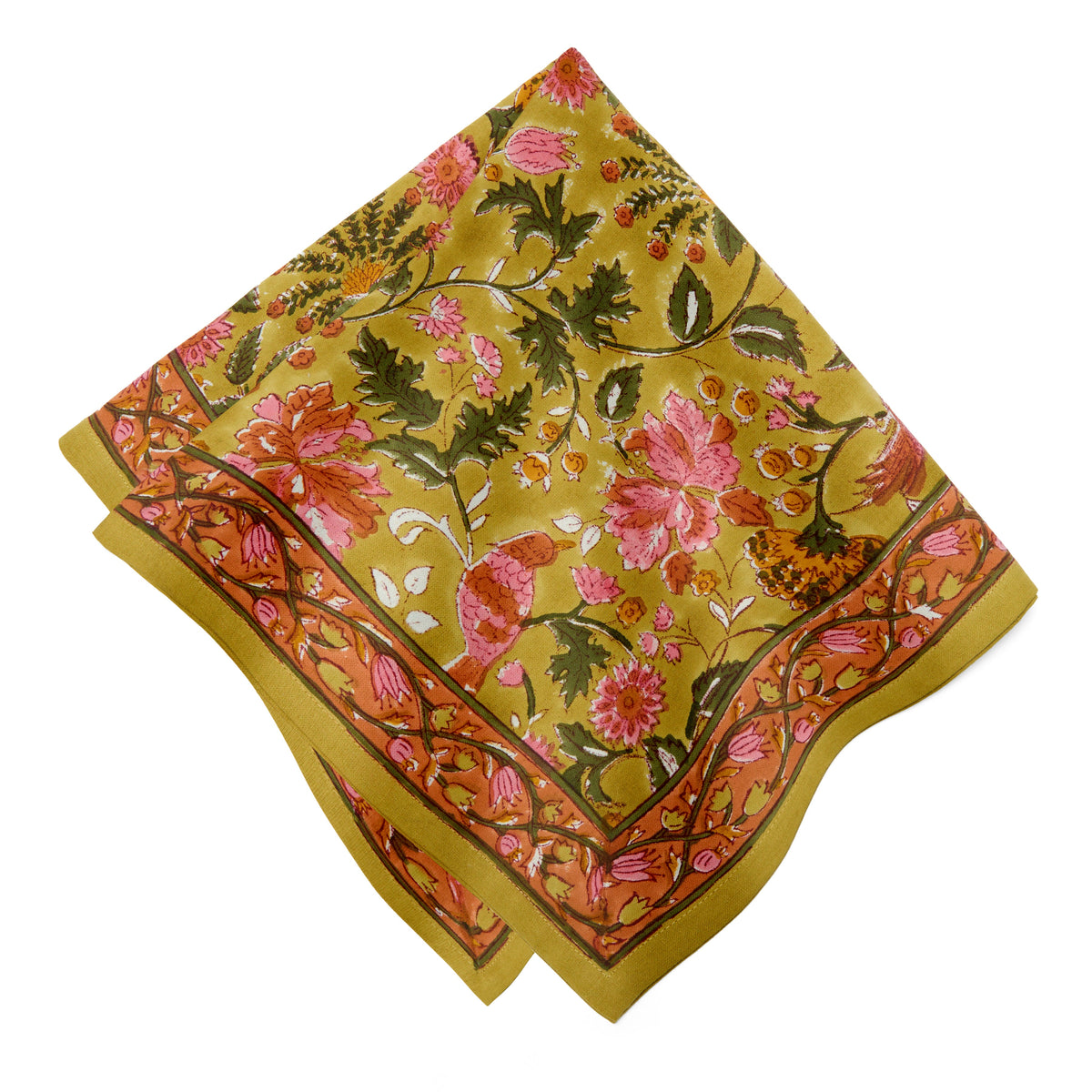 Damaris Napkins Pink & Mustard, Set of 4