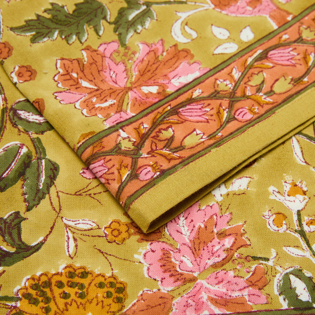 Damaris Napkins Pink & Mustard, Set of 4