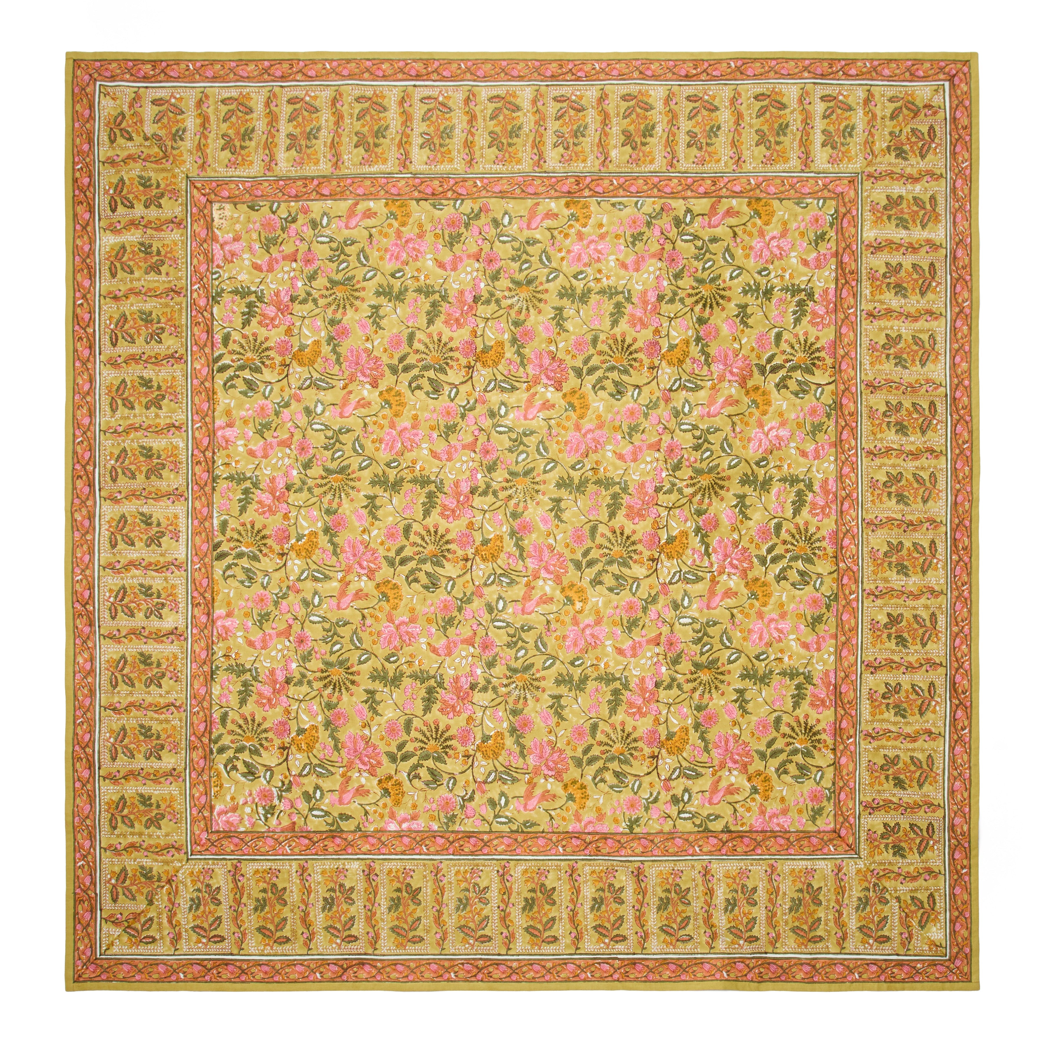 French Tablecloth Damaris Pink & Mustard