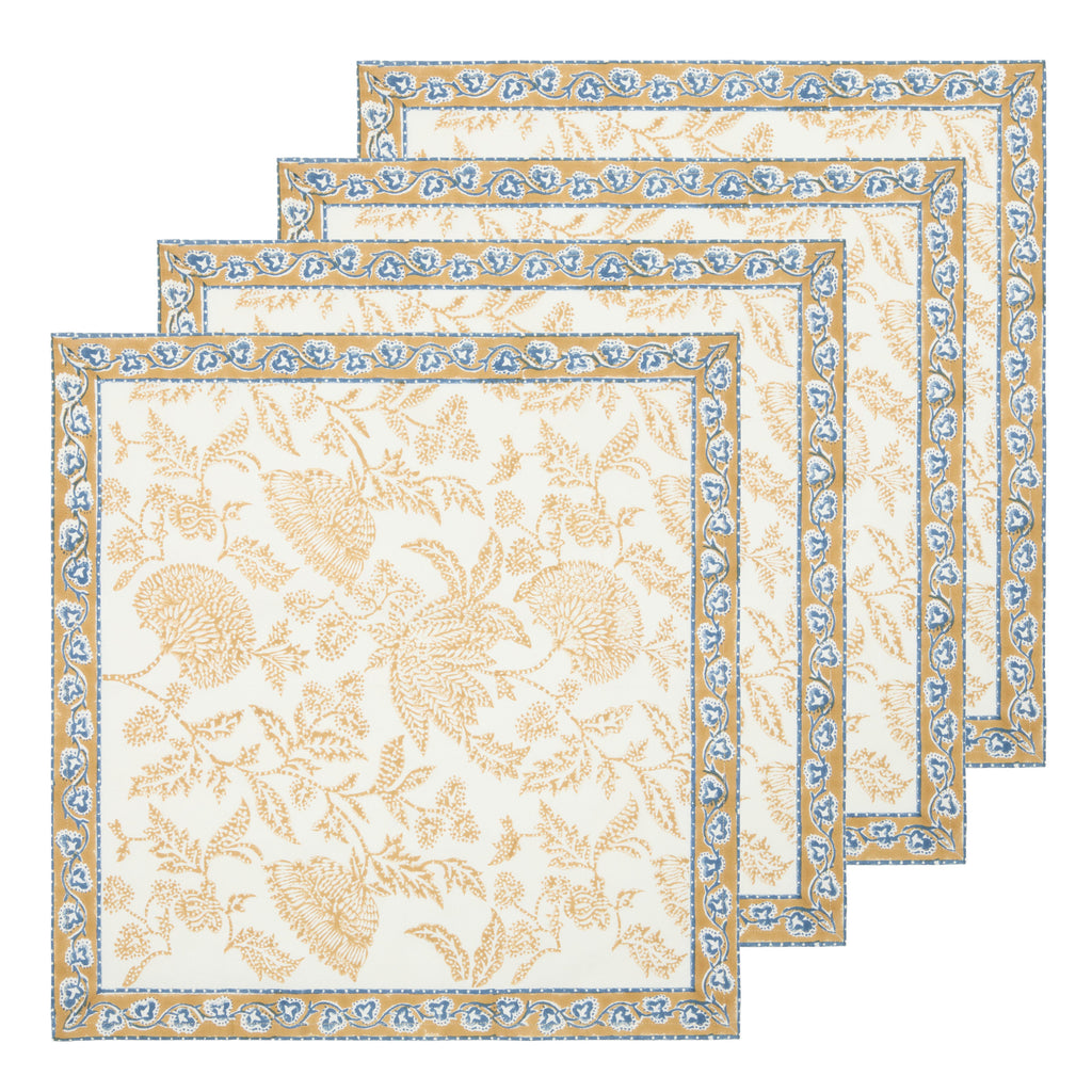 Chloe Napkins Blue & Brown, Set of 4