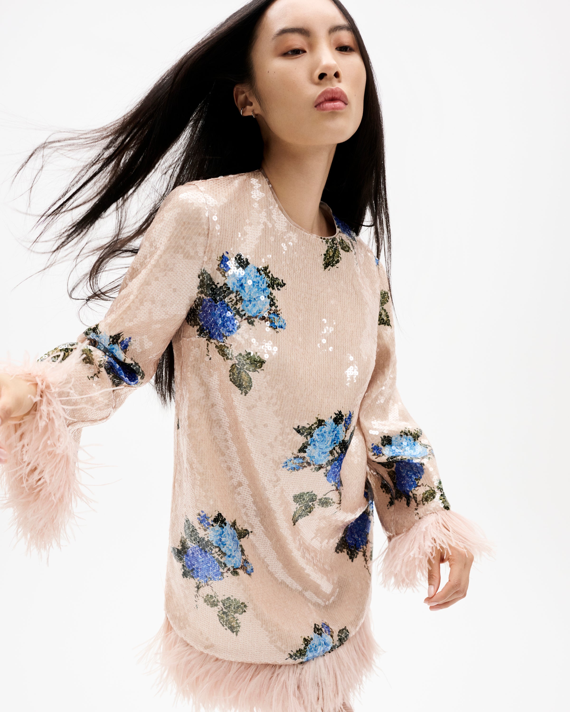 Stevie Sequin Mini Dress in Rose Blue