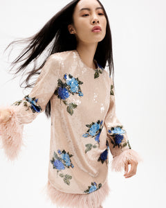 Stevie Sequin Mini Dress in Rose Blue