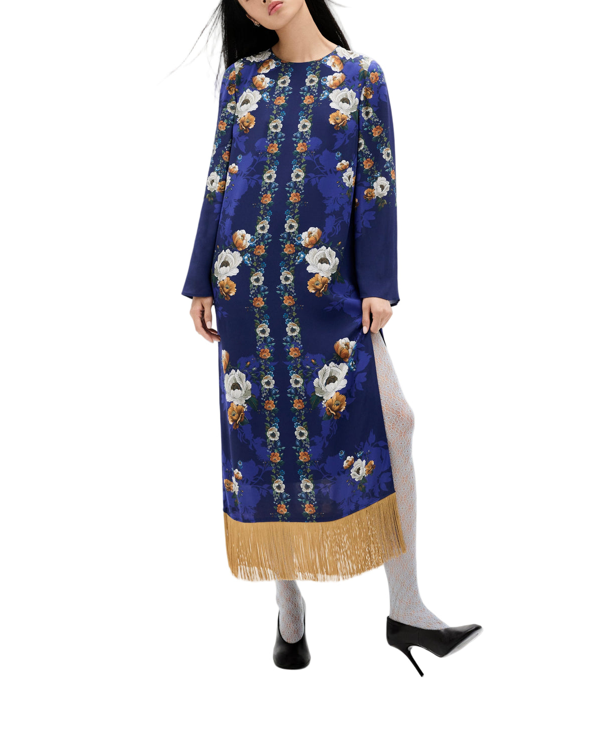 Seraphina Crepe Midi Dress in Magical Blossom Navy