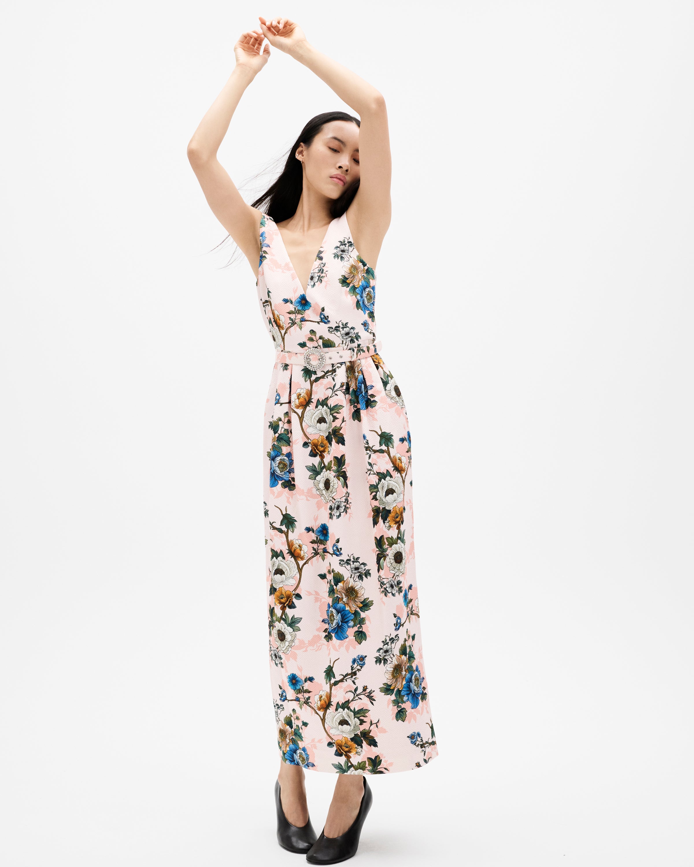 Jules Jacquard Midi Dress in Magic Blossom Pink