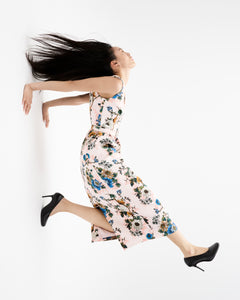 Jules Jacquard Midi Dress in Magic Blossom Pink