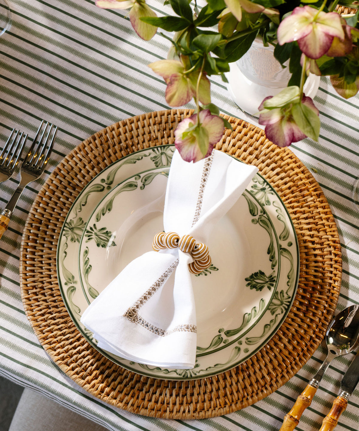 Striped Napkin Rings in Tobacco, Set of 4