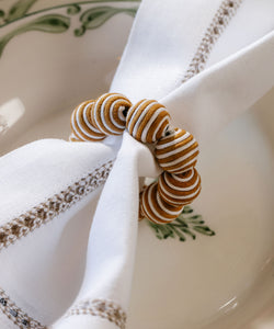 Striped Napkin Rings in Tobacco, Set of 4