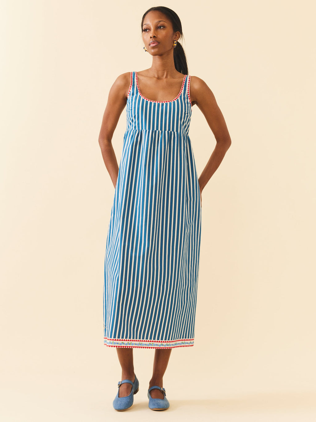 Emily Dress in Navy Stripe