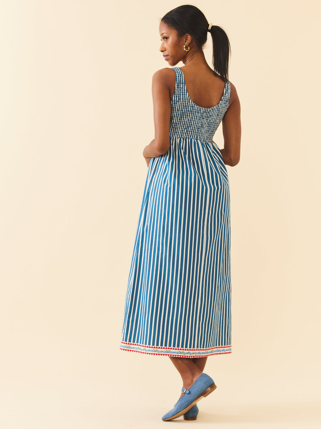 Emily Dress in Navy Stripe