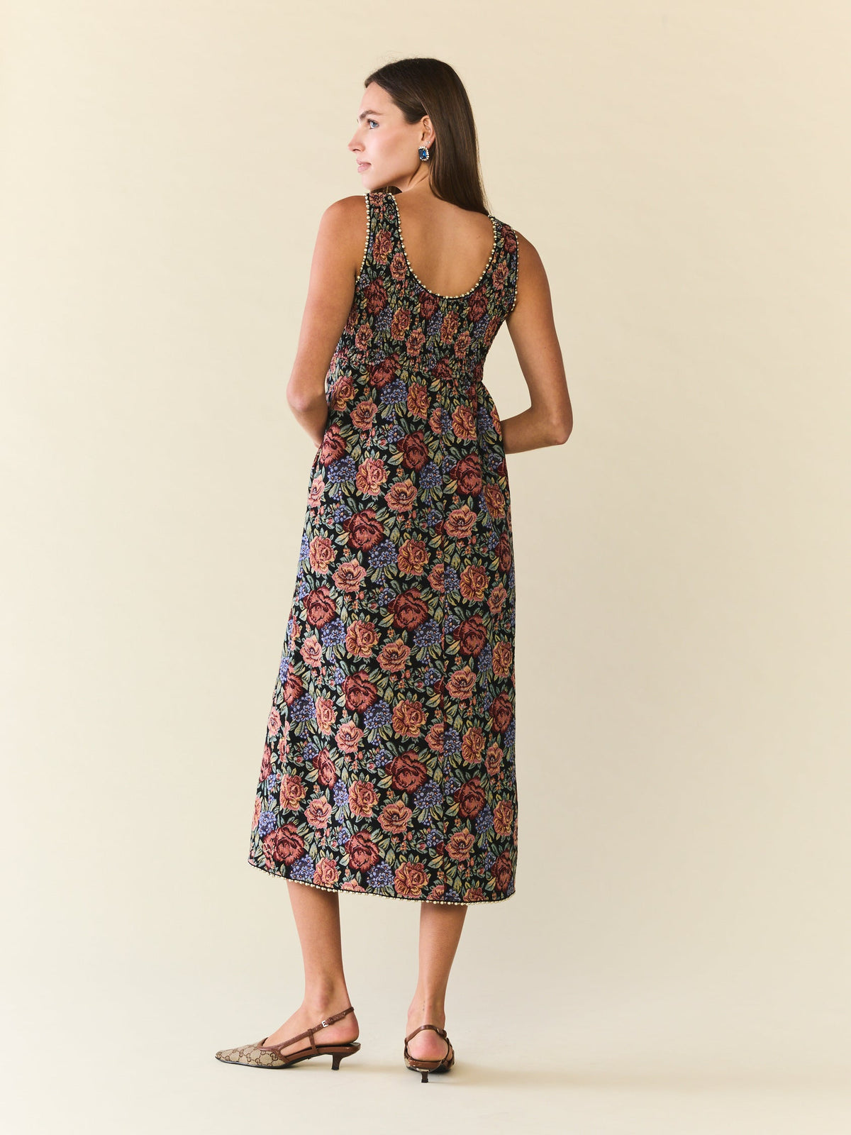 Emily Dress in Black Rainbow Jacquard