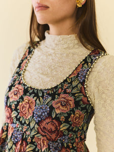 Emily Dress in Black Rainbow Jacquard