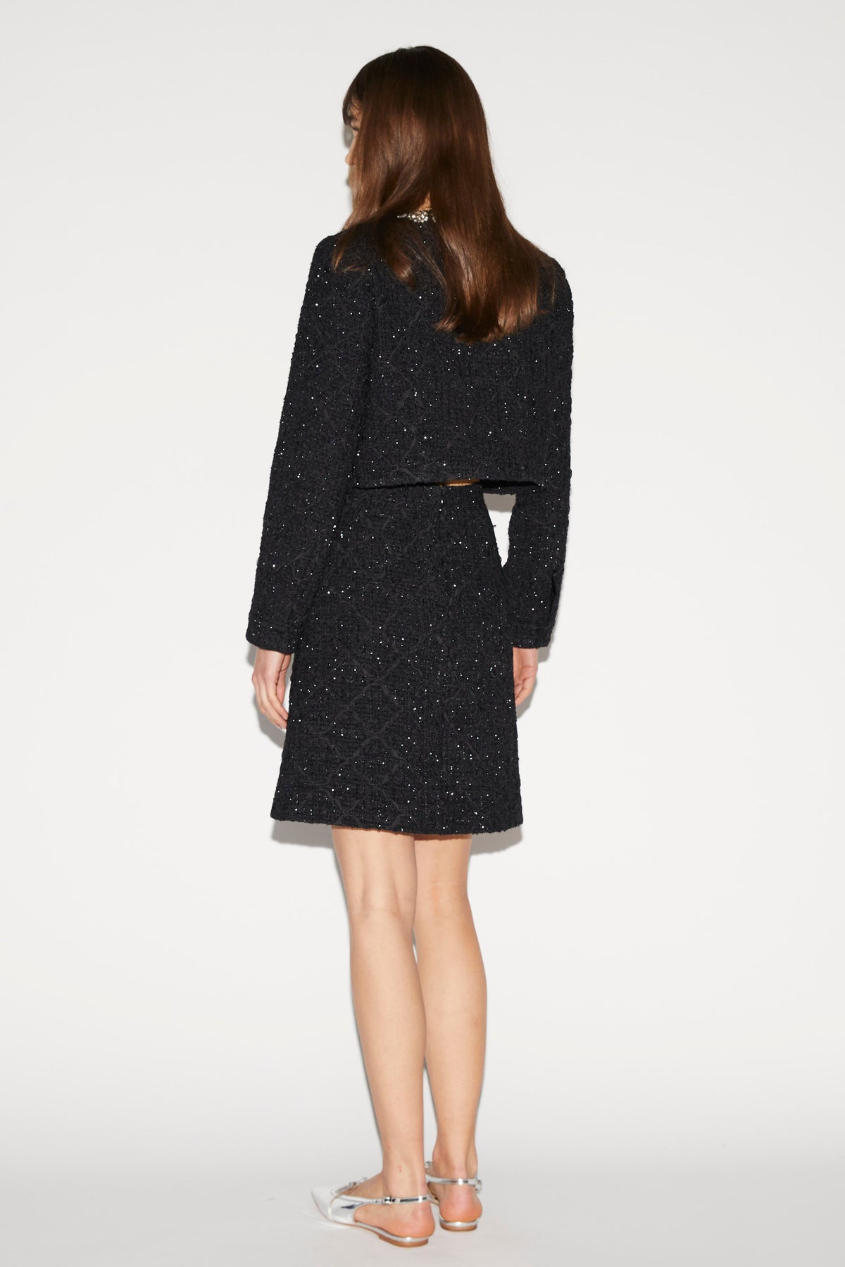 Oriana Skirt Black Embroidered Tweed