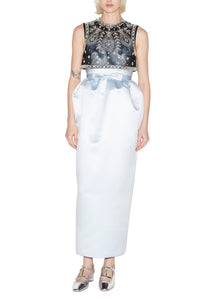 Maris Dress Ice Blue Embroidered Duchesse