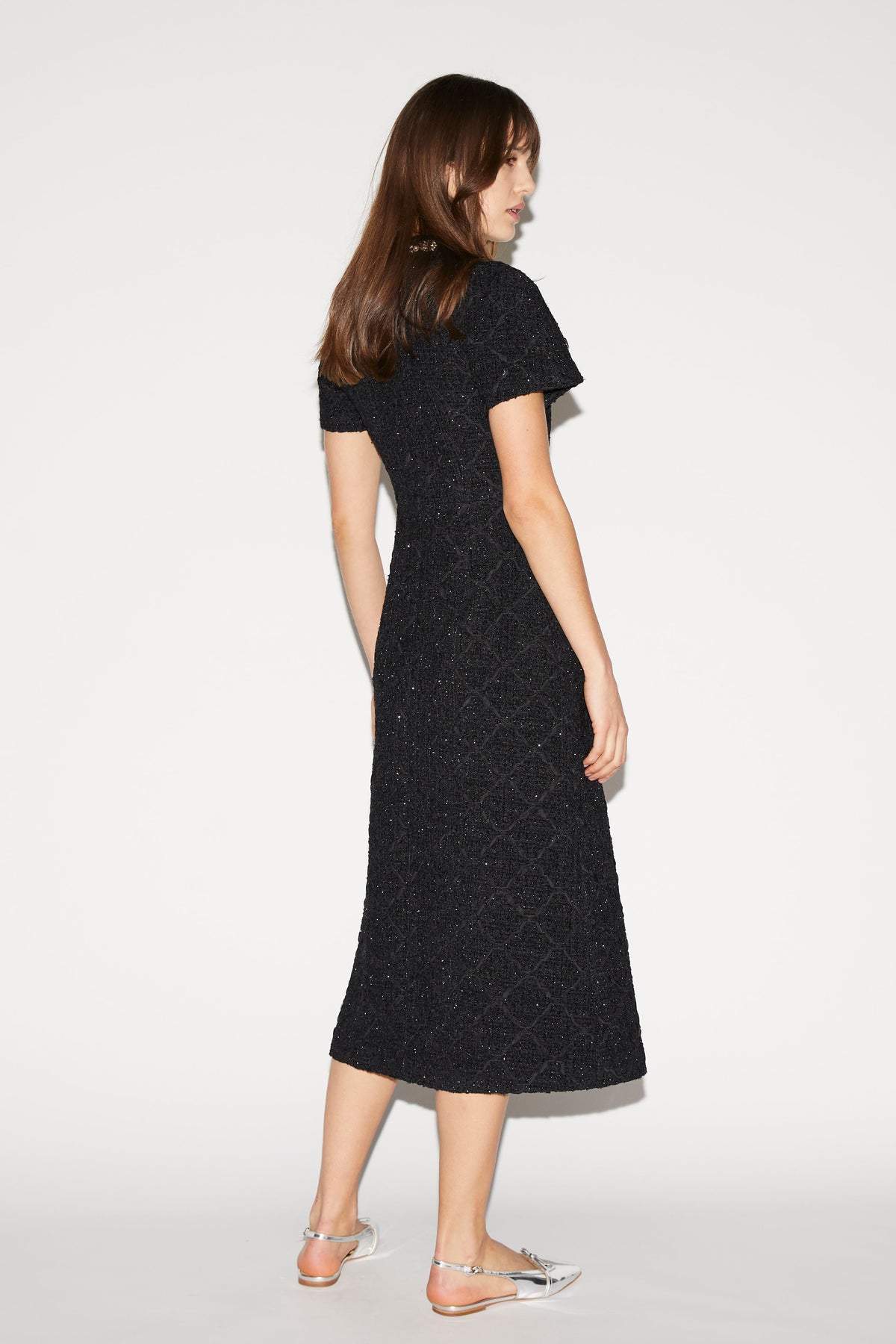 Theon Dress Black Embellished Tweed