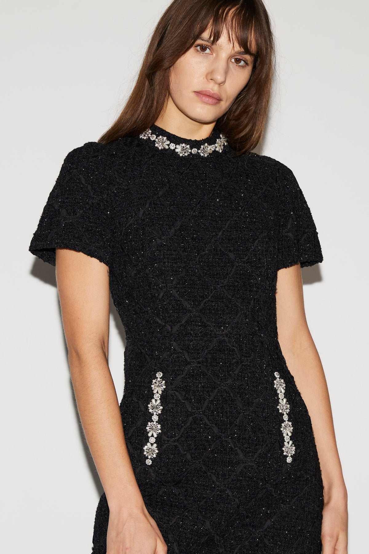 Theon Dress Black Embellished Tweed