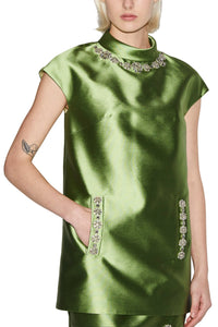 Cedric Top Jade Embellished Mikado