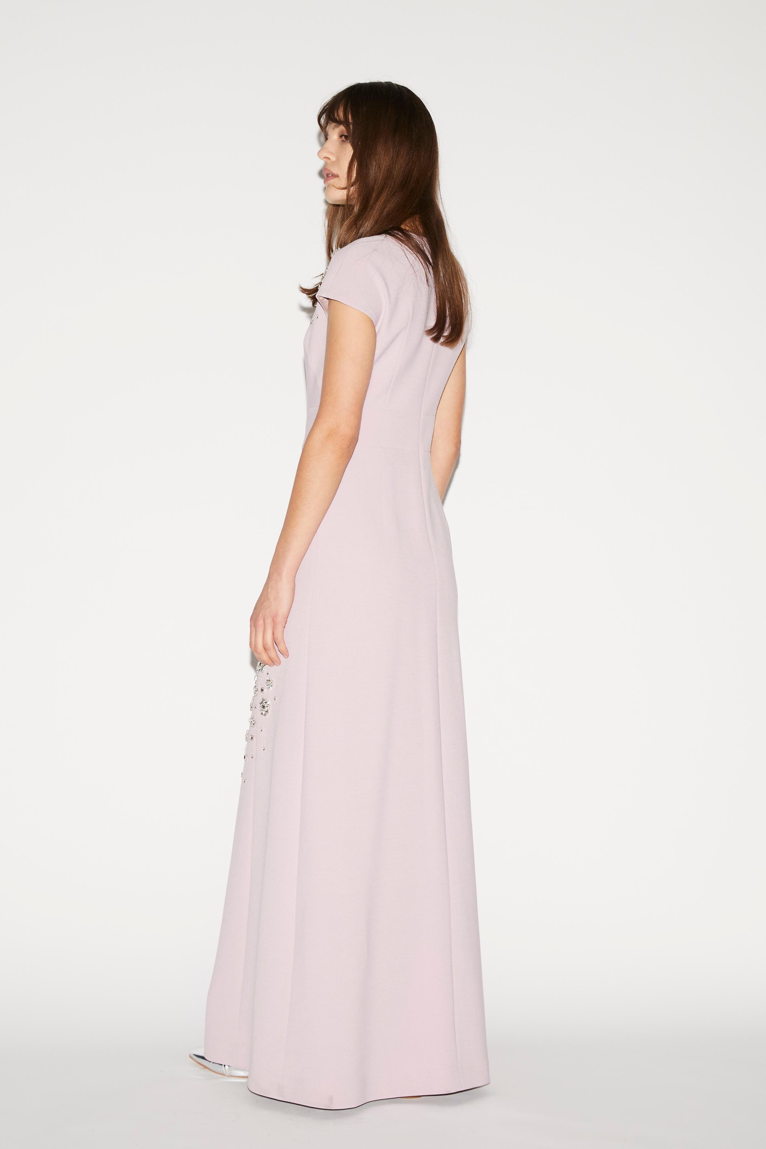 Tyra Gown Lilac Pink Embellished Crepe