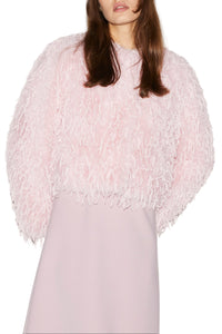Belamy Jacket Faux Fur and Feathers Pale Pink