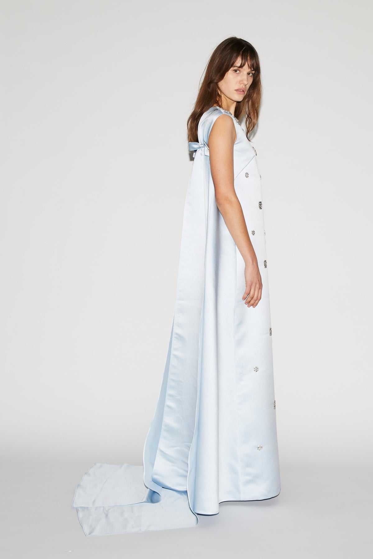 Amoret Gown Ice Blue Embroidered Duchesse