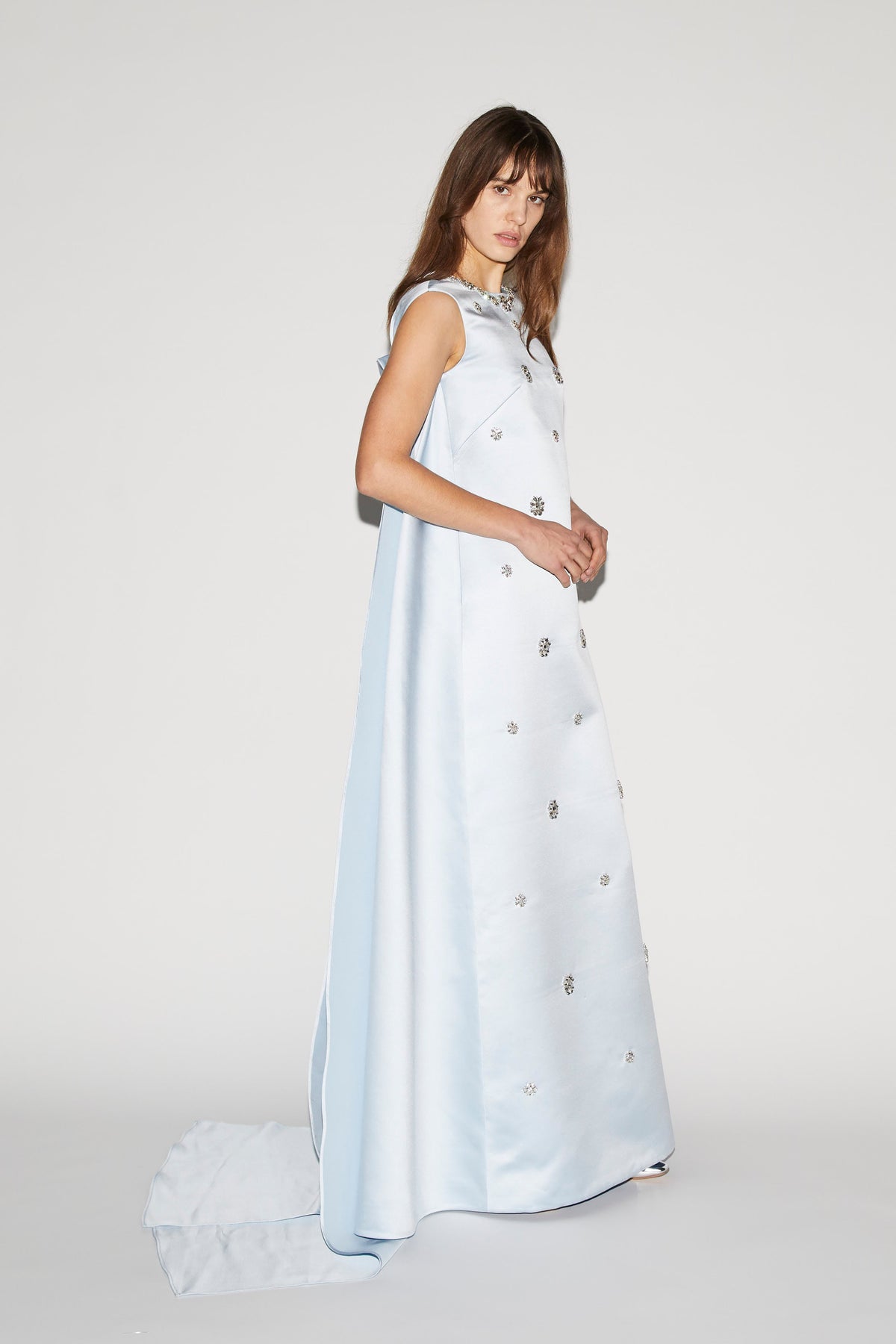 Amoret Gown Ice Blue Embroidered Duchesse