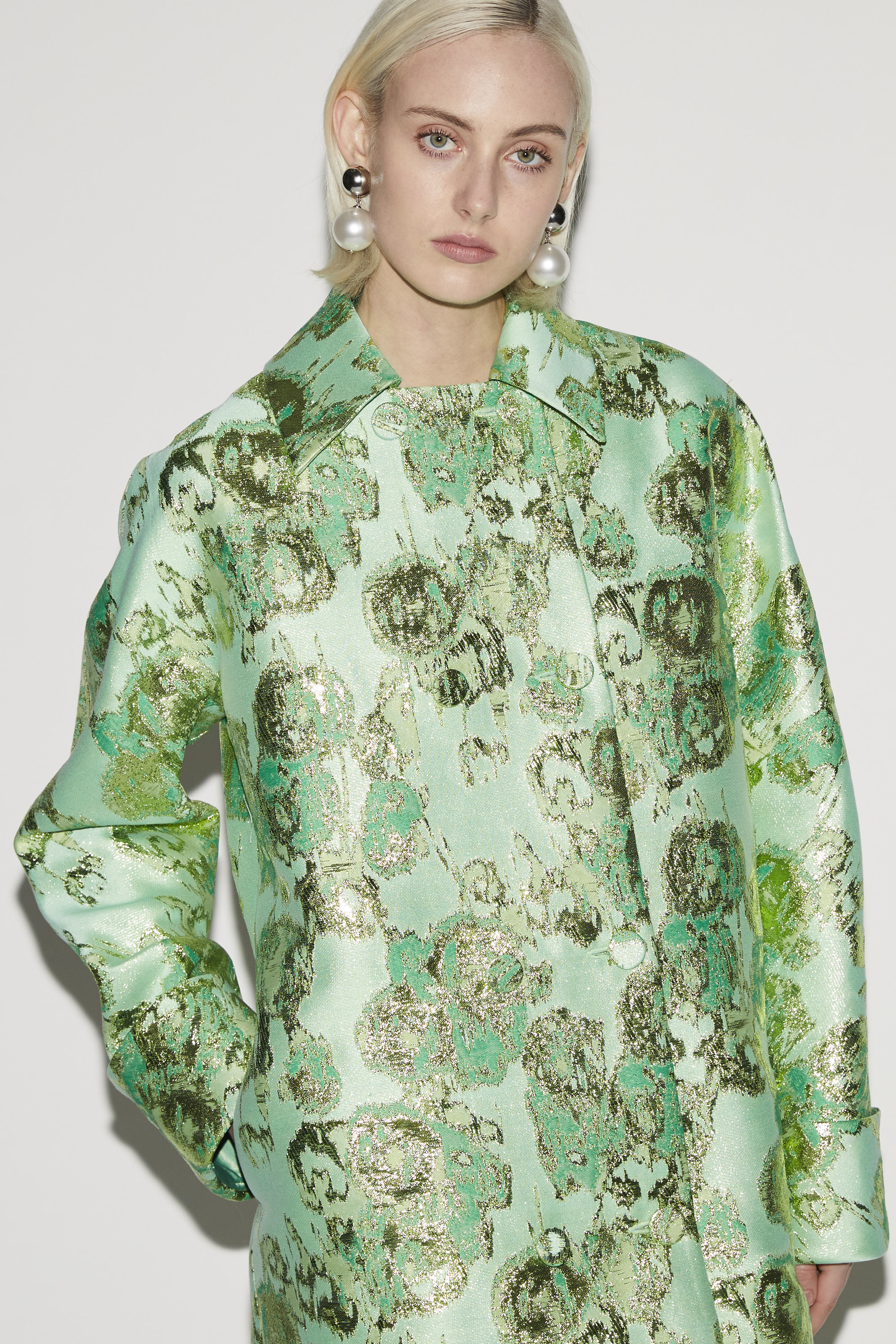 Mirabel Coat Jade Jacquard | Over The Moon