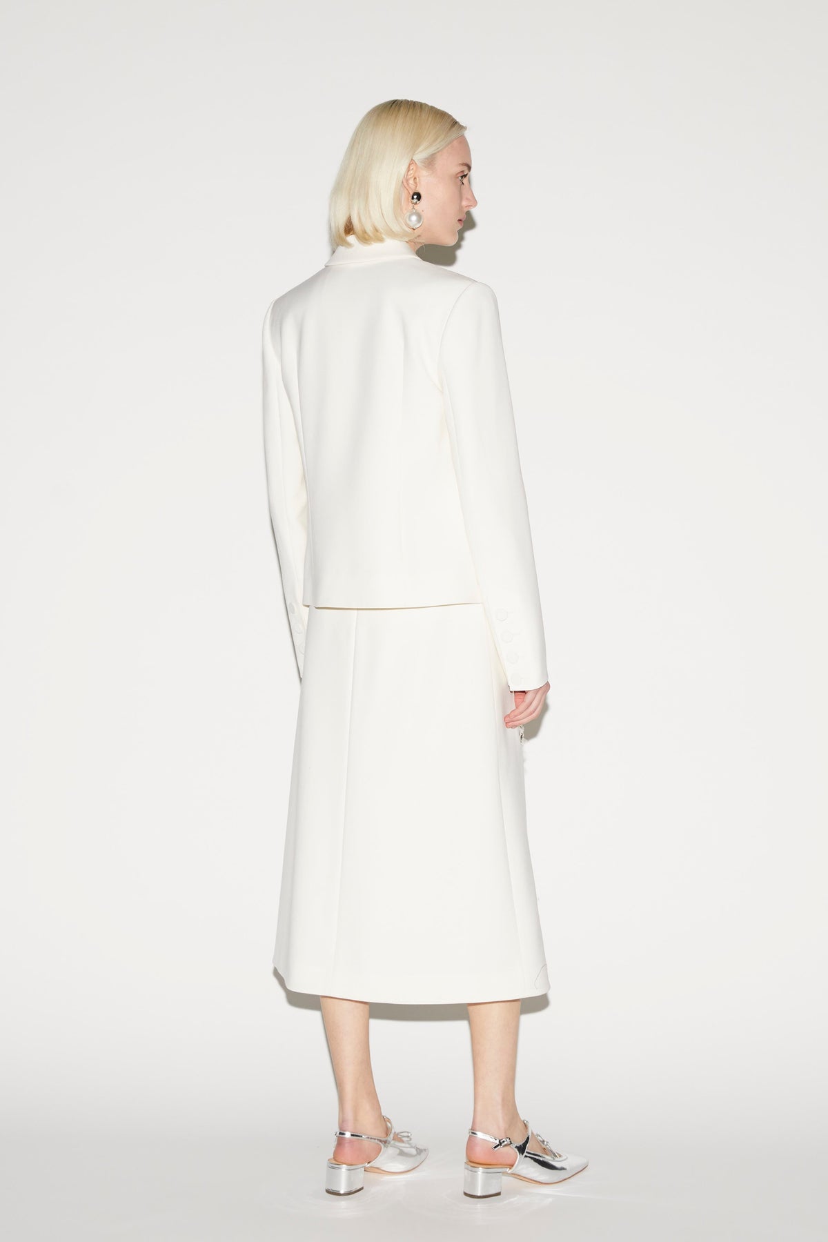 Evelina Skirt Ivory Embroidered Wool Tailoring