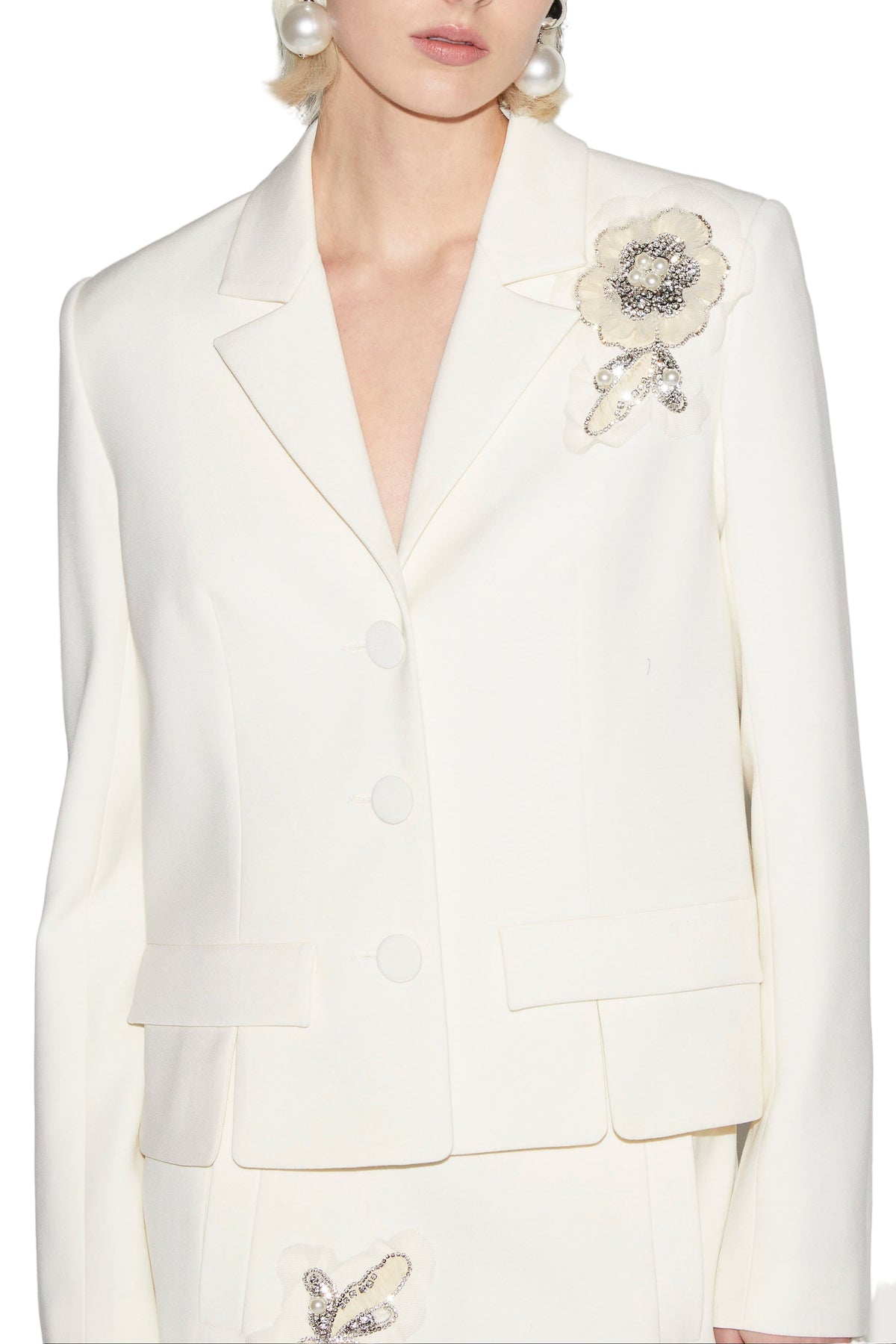 Isobel Jacket Ivory Embroidered Wool Tailoring