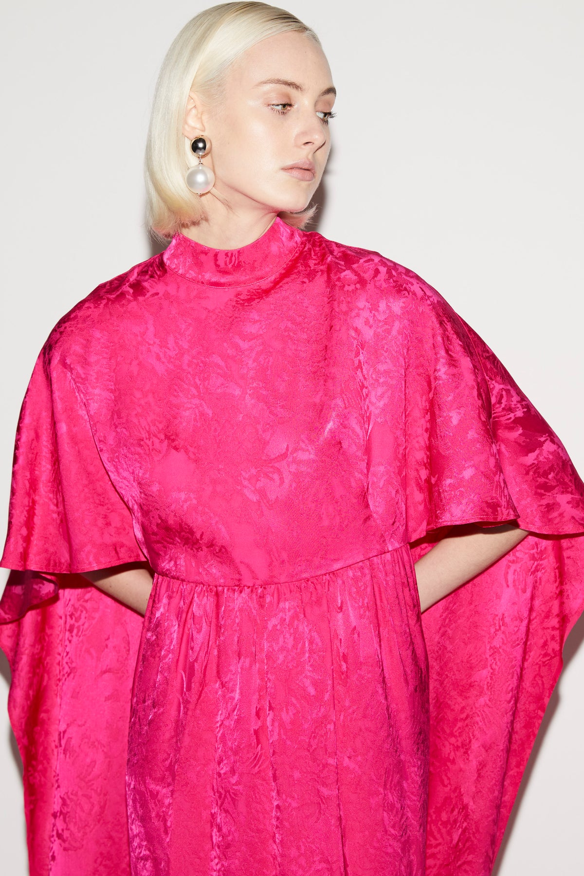 Alaric Gown Fuchsia Satin Jacquard