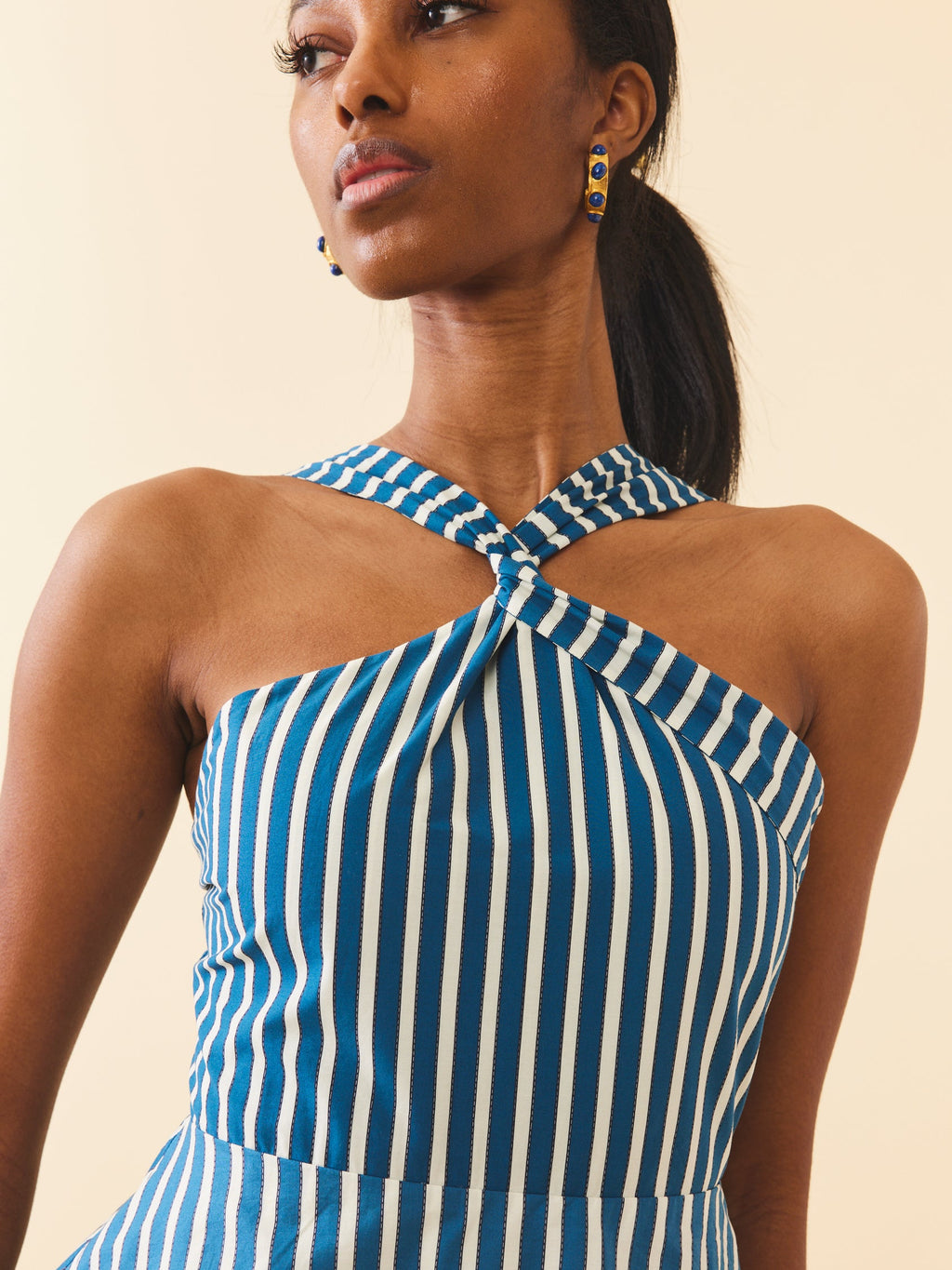 Emma Dress in Navy Stripe
