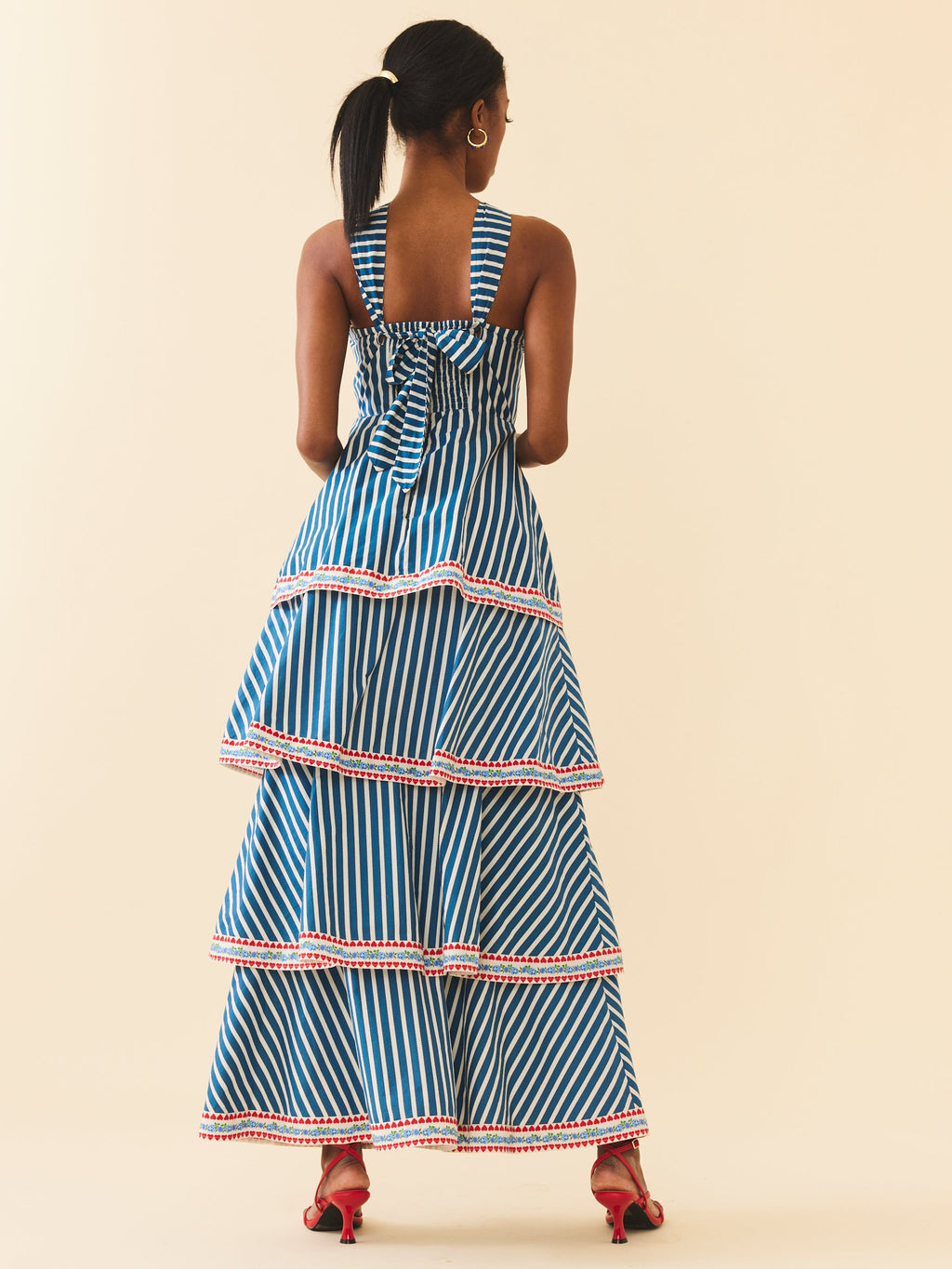 Emma Dress in Navy Stripe