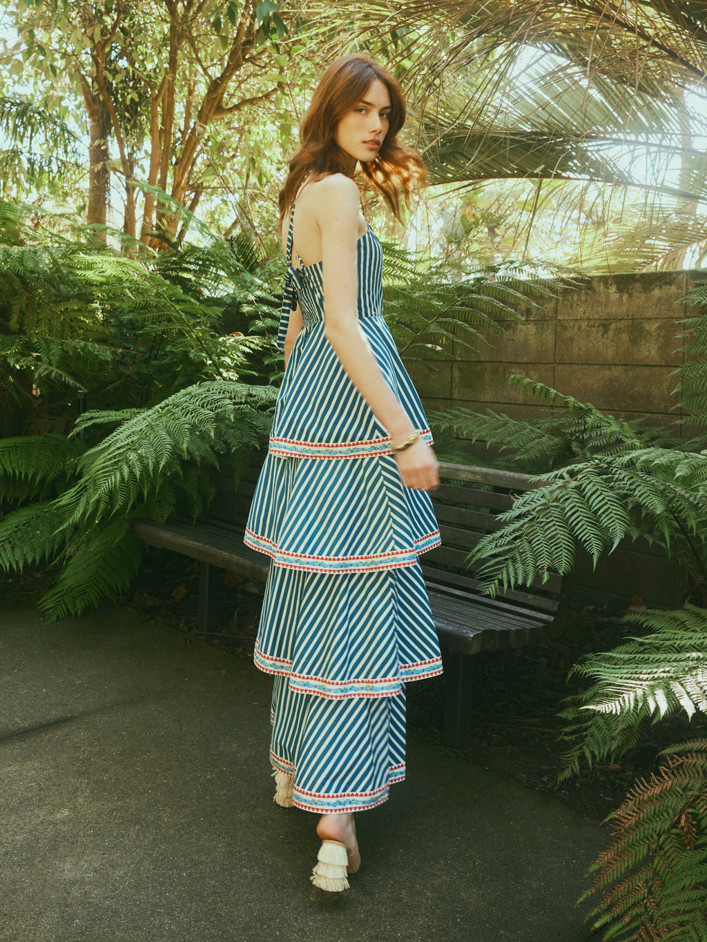 Emma Dress in Navy Stripe