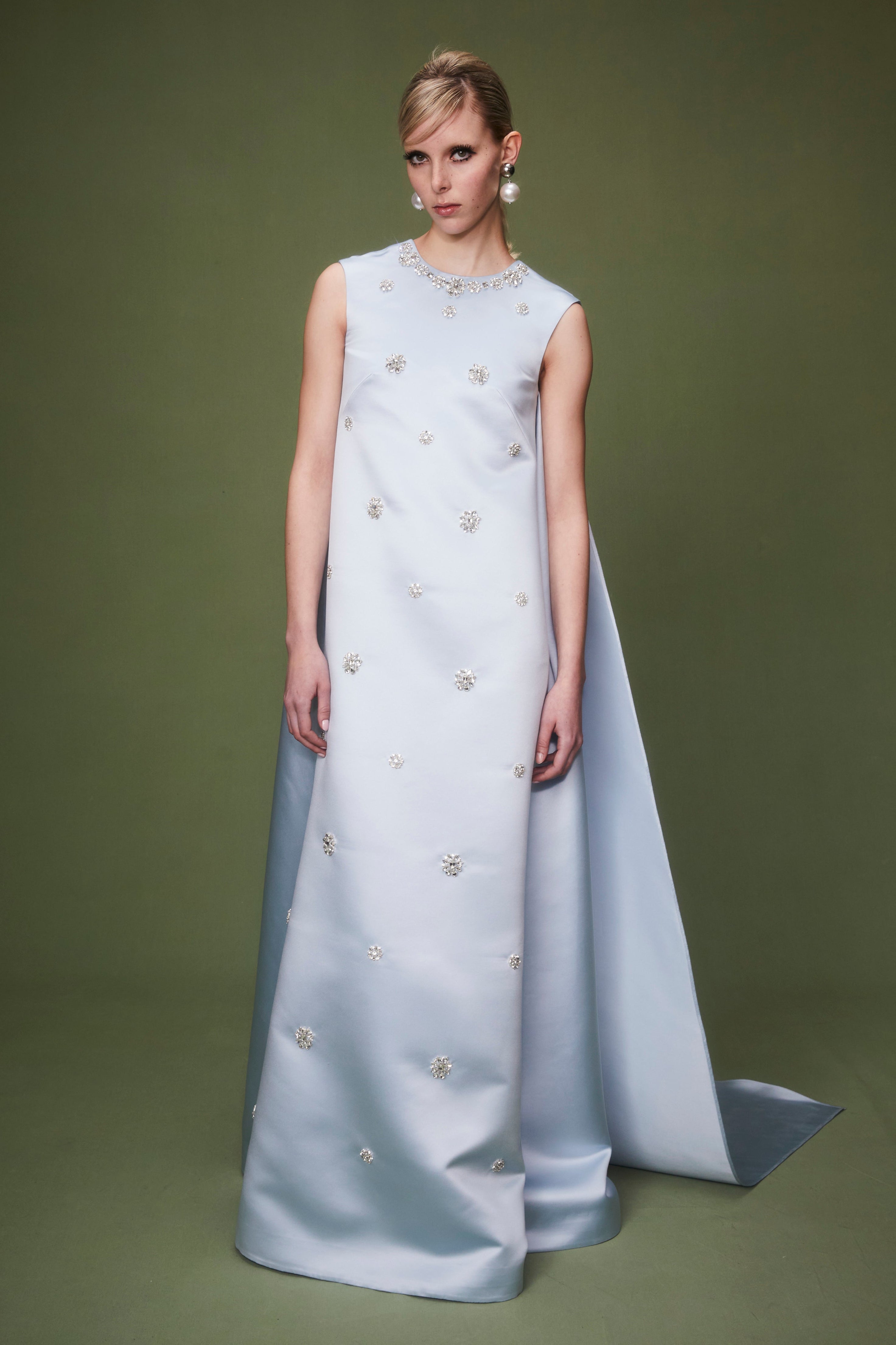 Amoret Gown Ice Blue Embroidered Duchesse