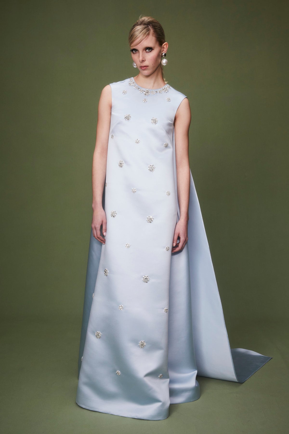 Amoret Gown Ice Blue Embroidered Duchesse