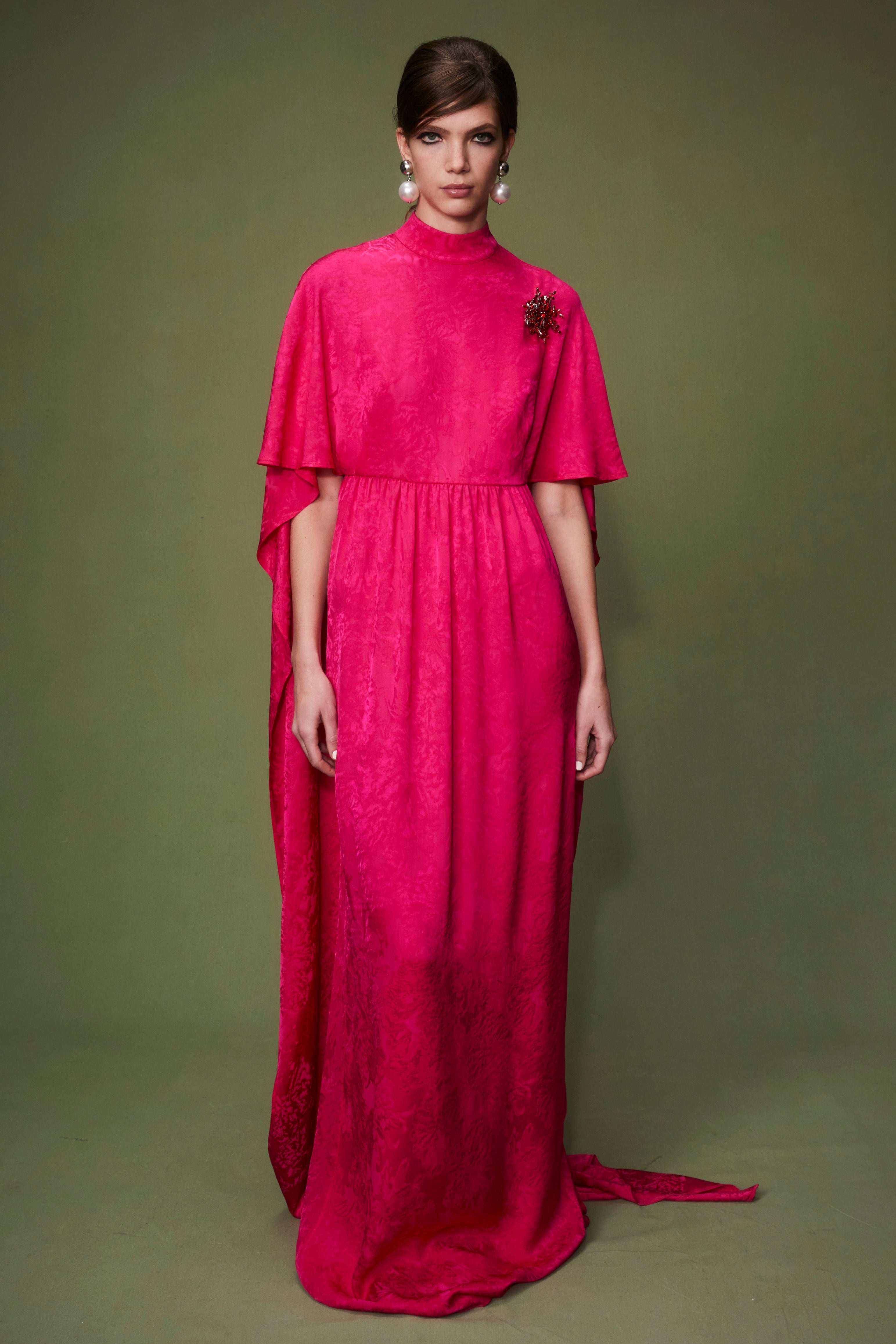 Alaric Gown Fuchsia Satin Jacquard