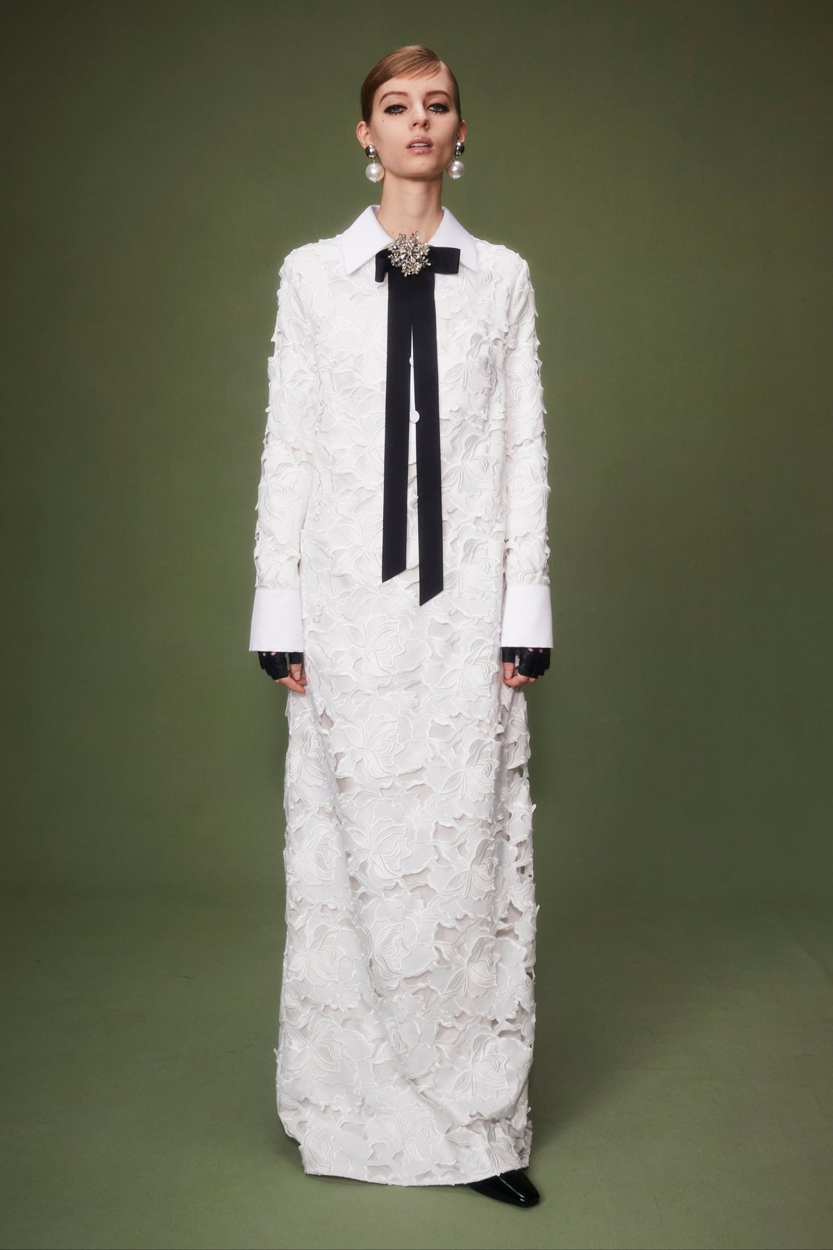 Elena Gown White Cutwork Duchesse