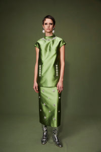 Vania Skirt Jade Embellished Mikado