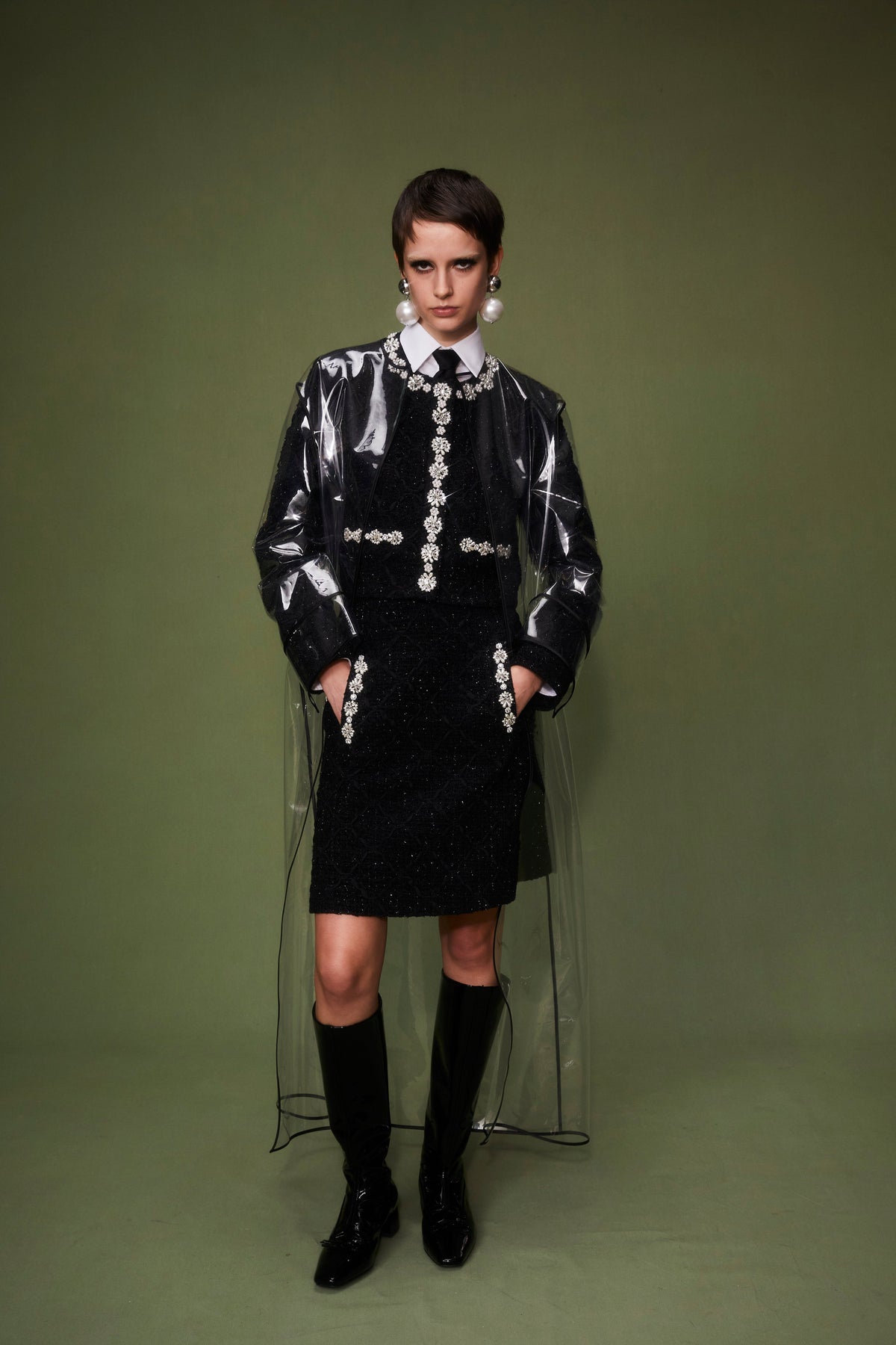 Oriana Skirt Black Embroidered Tweed