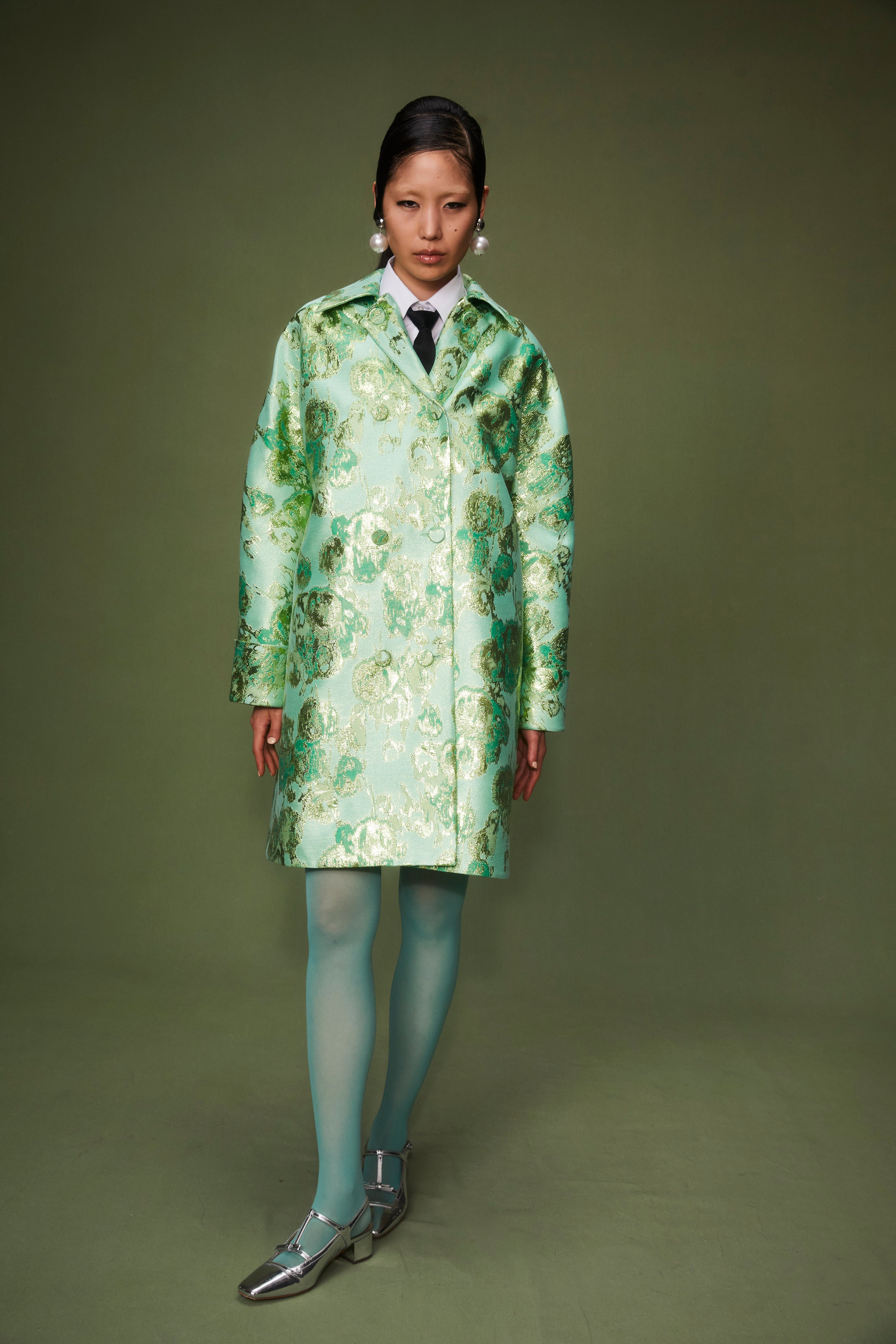 Mirabel Coat Jade Jacquard | Over The Moon