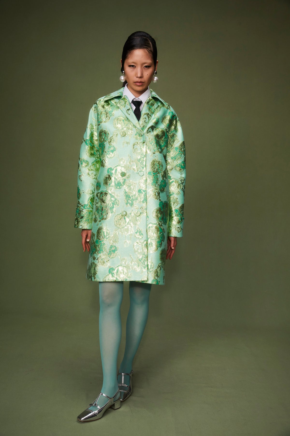 Mirabel Coat Jade Jacquard