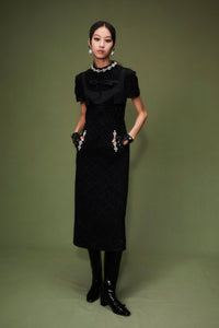 Theon Dress Black Embellished Tweed